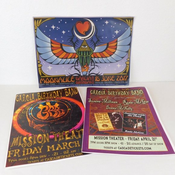 Other - Garcia Birthday Band Lot of 3 Original Concert Posters Flyer Moonalice Oregon